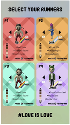 Pride Run character selection screen
